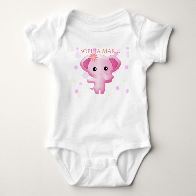 Cute Little Rosa Flicka Elephant T Shirt (Framsida)