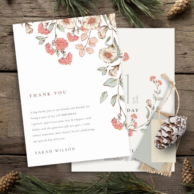 Cute Little Rosa Flower WAN Flicka Birday Tack Kort (Skapare uppladdad)