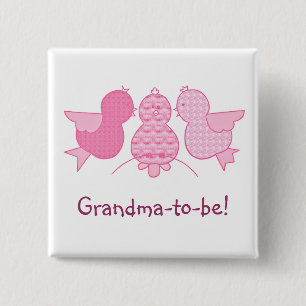Cute Little Rosa Grandma to be, Birds Baby Shower Knapp