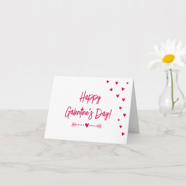 Cute Little Rosa Hearts - Lycklig Galentine's Day Kort (Liten växt)