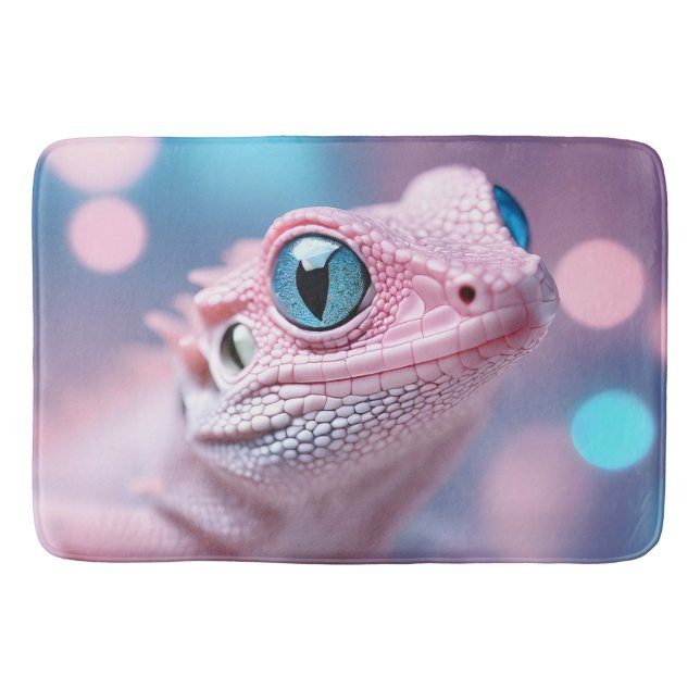 Cute Little Rosa Lizard med Big Blue Ögon Badrumsmatta (Framsidan)
