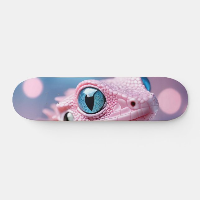 Cute Little Rosa Lizard med Big Blue Ögon Mini Skateboard Bräda 18,5 Cm (Horz)