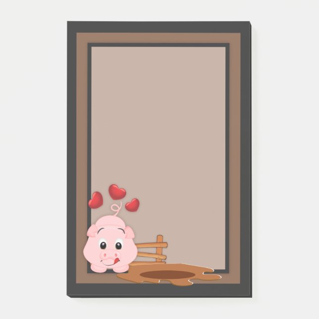Cute Little Rosa Piggy Post-it Block (Framsida)