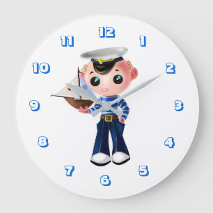 Cute Little Sailor Stor Klocka