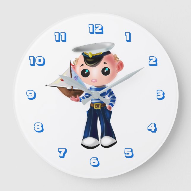 Cute Little Sailor Stor Klocka (Framsida)