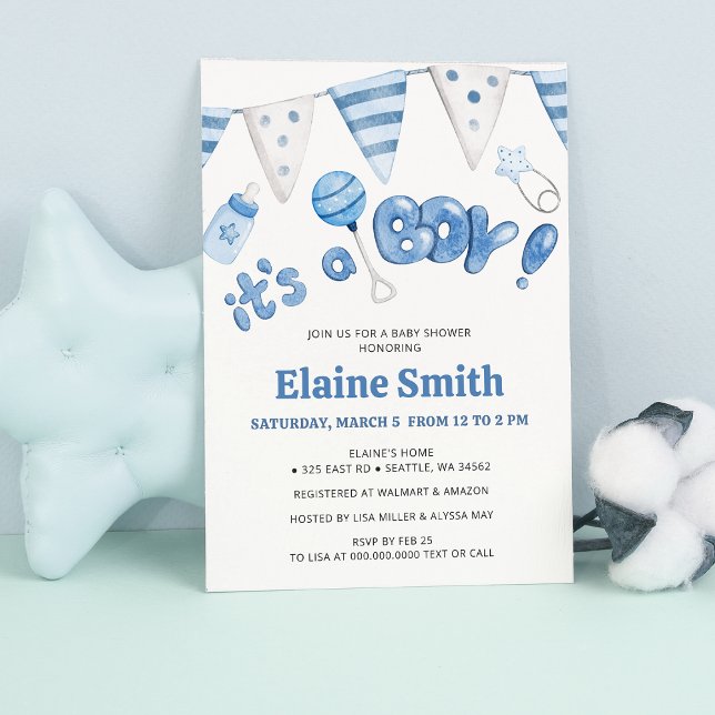 Cute Little Sak är en pojkvän-skugga Inbjudningar (Cute Little Things Its a Boy Baby Shower Invitation)