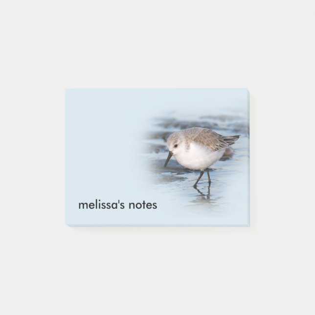 Cute Little Sanderling vid Beach Post-it Block (Framsida)