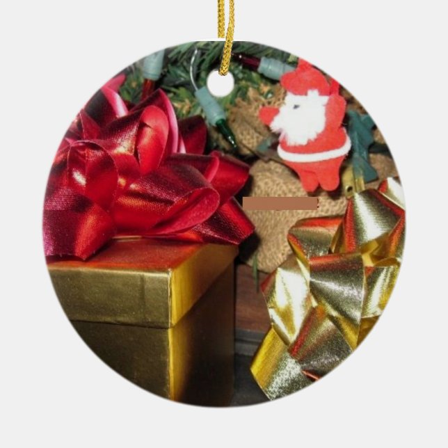 Cute Little Santa & Gifts jul Ornament (Framsidan)
