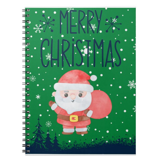 Cute Little Santa Grönt Notebook Anteckningsbok (Framsidan)