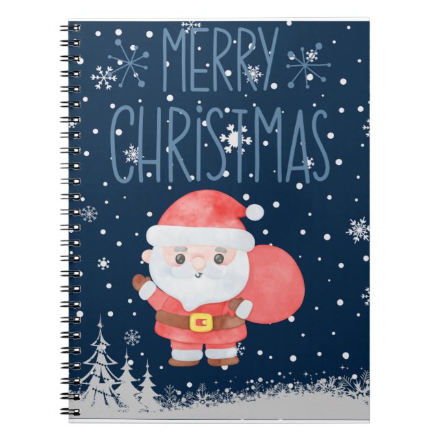 Cute Little Santa Navy Notebook Anteckningsbok (Framsidan)