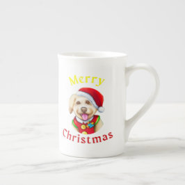 Cute Little Santa Valp Lycklig jul Benporslin Mugg