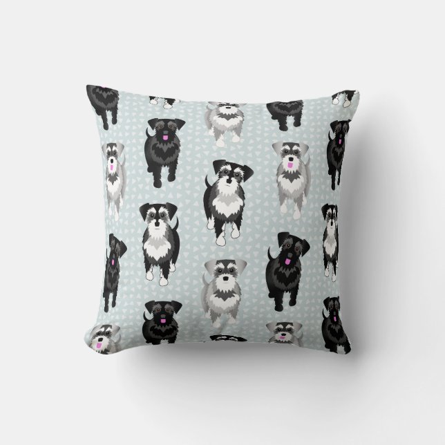 Cute Little Schnauzers on Move Retro Stil Kudde (Framsida)