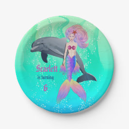 Cute Little Sea Sjöjungfru Girl with Dolphin Birth
