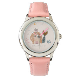 Cute Little Sea Sjöjungfru Watercolor Girl Armbandsur