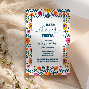 Cute Little Senorita Fiesta Flowers Baby Shower Inbjudningar
