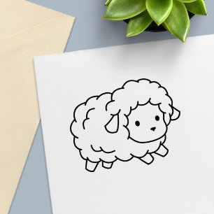 Cute Little Sheep Ewe Färg Me Självfärgande Stämpel