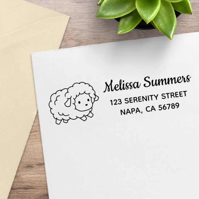 Cute Little Sheep Ewe Return Address Stämpel (Skapare uppladdad)