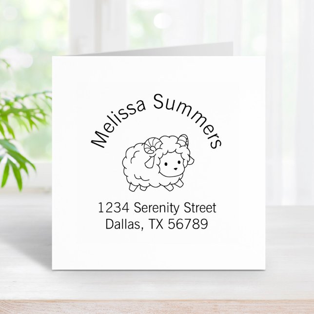 Cute Little Sheep Ram Aries Arch Adress Stämpel (Skapare uppladdad)