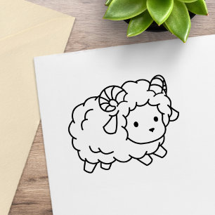 Cute Little Sheep Ram Färg Me Stämpel