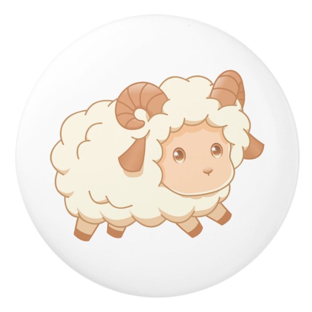Cute Little Sheep Ram Knopp (Framsidan)