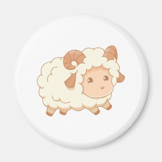 Cute Little Sheep Ram Magnet (Framsidan)