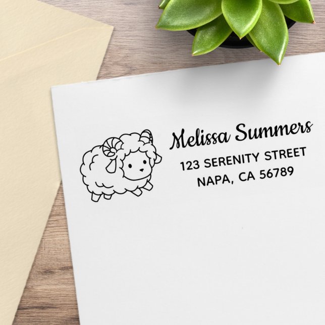 Cute Little Sheep Ram Return Address Stämpel (Skapare uppladdad)