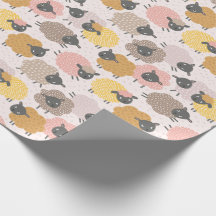 Cute Little Sheep sand beige pink on cream