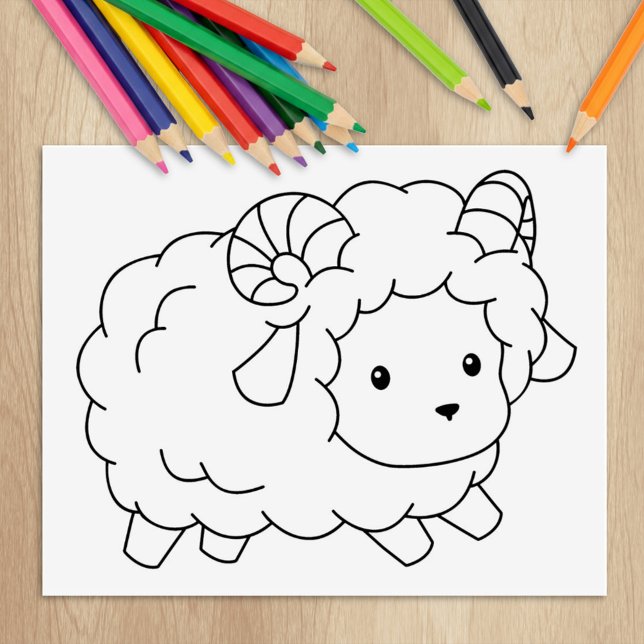 Cute Little Shep Ram Coloring Page Stämpel (Skapare uppladdad)