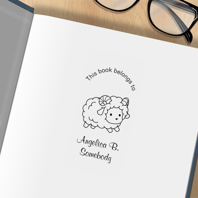 Cute Little Shep Ram Färg Me Bookplate Stämpel (Skapare uppladdad)