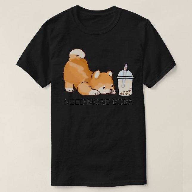 Cute Little Shiba behöver mer Boba T Shirt (Design framsida)