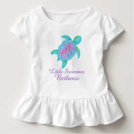 Cute Little simmer Girl rosa aqua turtle t-shirt