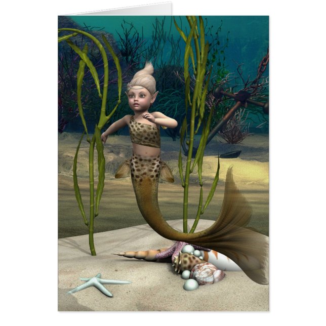 Cute Little Sjöjungfru Hälsningskort (Framsidan)