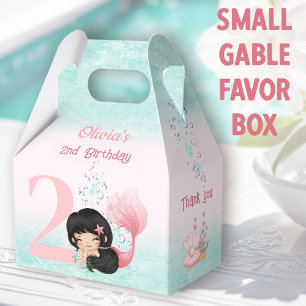 Cute Little Sjöjungfru Mörk Hair Rosa Small Gable Presentaskar