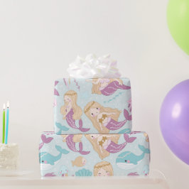 Cute Little Sjöjungfru under Sea Mönster Presentpapper