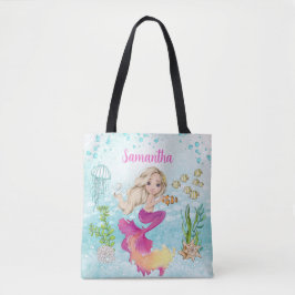 Cute Little Sjöjungfru under Sea Tote Bag Tygkasse