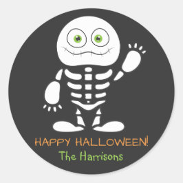 Cute Little Skeleton Personlig Sticker Runt Klistermärke