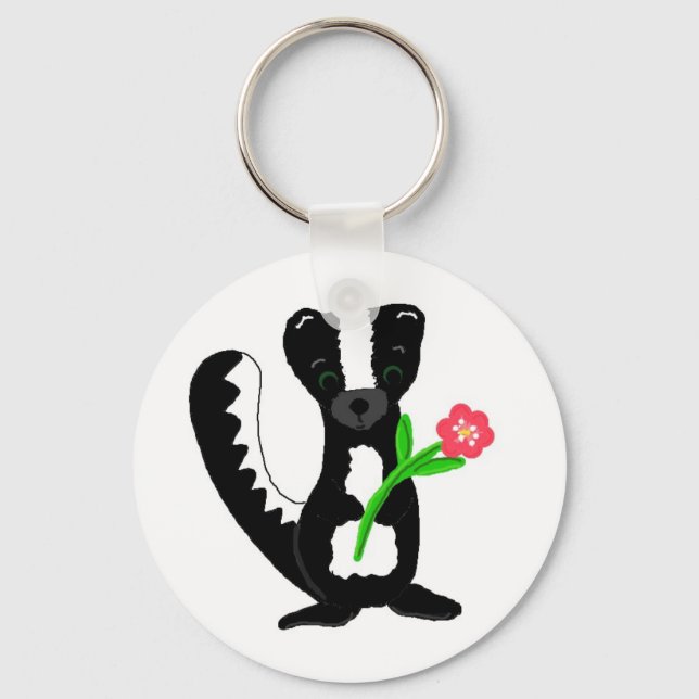 Cute Little Skunk med blomma Nyckelring (Framsida)