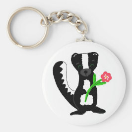 Cute Little Skunk med blomma Nyckelring