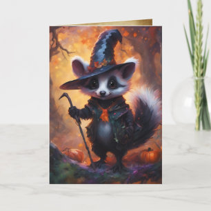 Cute Little Skunk Witch, Happy halloween Kort