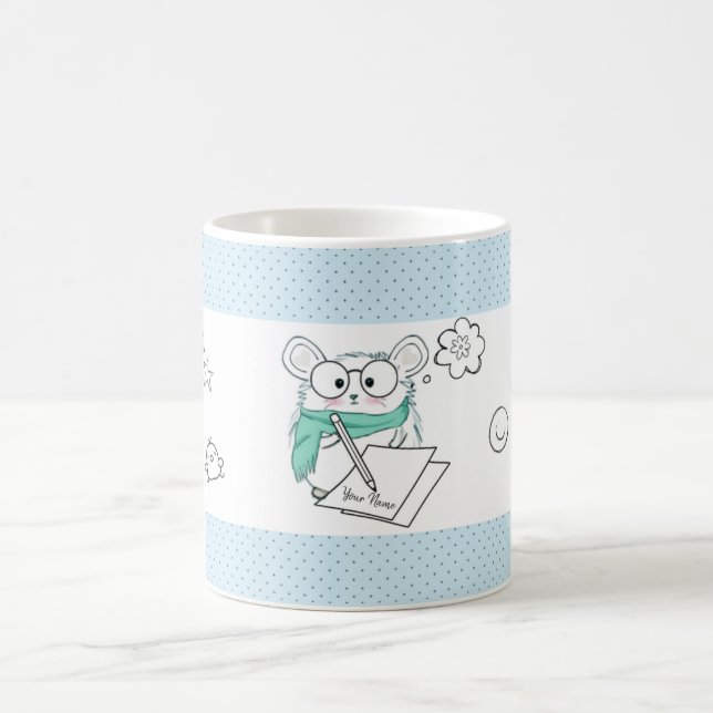 Cute Little Smart Hamster Blue Kaffemugg (Center)