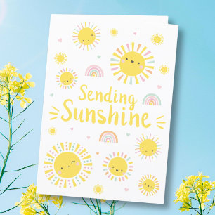Cute Little sol och regnbågar Tack Kort