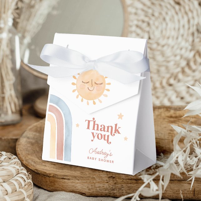 Cute Little Sol & Rainbow Boho Baby Shower Presentaskar (Cute Little Sun & Rainbow Boho Baby Shower Favor Boxes)