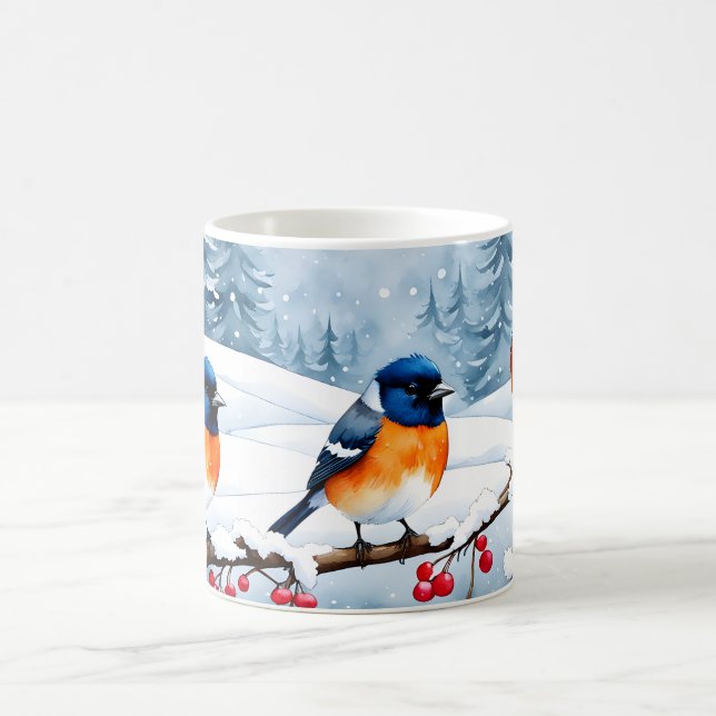 Cute Little Songbird in a Snowy Ligcape Kaffemugg (Center)