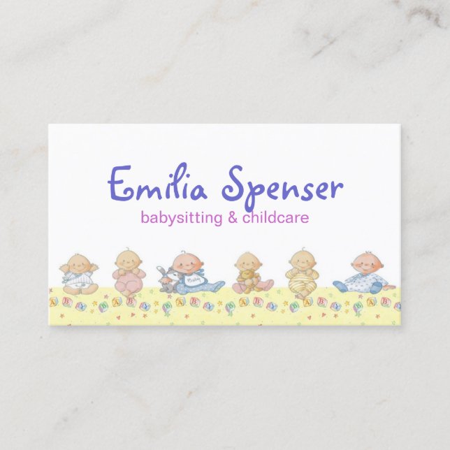 Cute Little Spädbarn Babysit & Child Care Card Visitkort (Framsida)