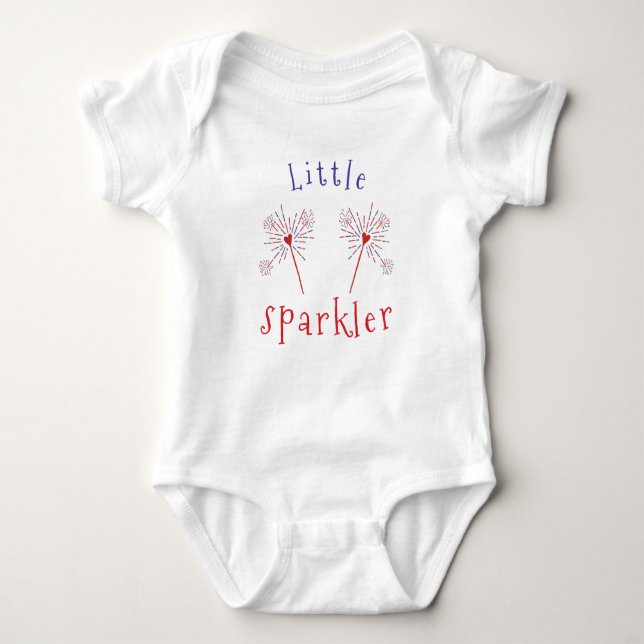 Cute Little Sparkler Heart Rött vitt blått T Shirt (Framsida)
