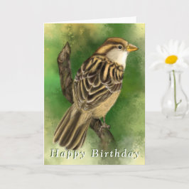 Cute Little Sparrow Birday Card Kort