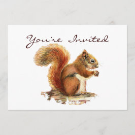 Cute Little Squirrel Animal Birthday Call Inbjudningar