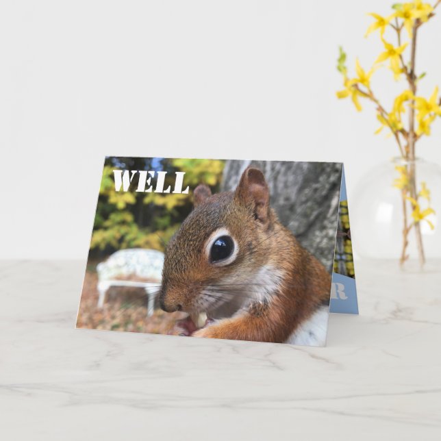 Cute Little Squirrel Kort (Gul blomma)