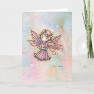 Cute Little Star Fae Watercolor Fantasy Art Kort