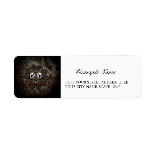 Cute Little steampunk uggla Returadress Etikett (Framsidan)
